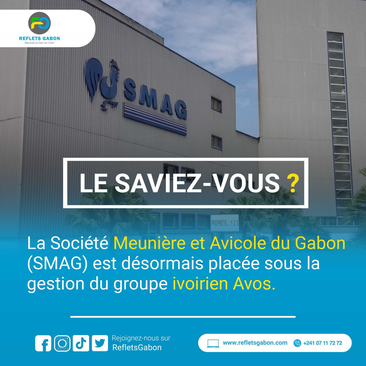 Depuis le 25 février 2025,la Société Meunière et Avicole du Gabon (SMAG),leader sur le marché gabonais de la farine et des œufs,est désormais contrôlée par le groupe ivoirien Avos,dirigé par Jean-Marie Ackah.AVOS est un groupe agro-alimentaire industriel de référence en Afrique.
