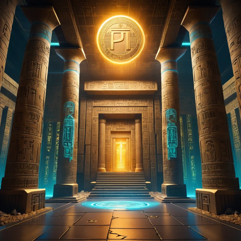 AICryptoDig's tweet photo. The Temple of Wealth glows with Pi Coins, pulsing with decentralized power. Digital hieroglyphs unveil the future of finance. Are you ready? 💰✨ #PiNetwork #CryptoFuture https://t.co/X4bjhJmTgV