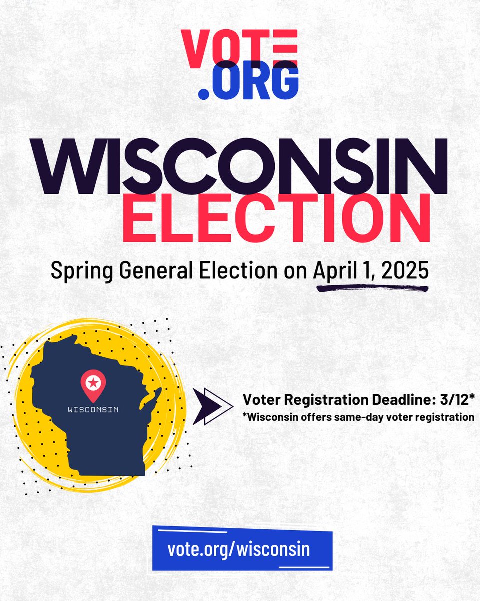Attention voters in Florida, Illinois &amp; Wisconsin! Important elections are approaching, &amp; your voice matters. Visit vote.org to check your registration status, register to vote, and find all the information you need to make your voice heard.
