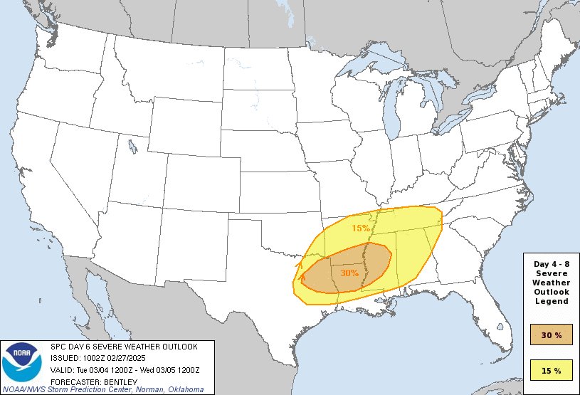 ⚠️Heads Up On Tuesday and Wednesday
"While specifics will remain uncertain until the event draws closer, the potential for multiple rounds of severe convection including supercells, clusters, and likely an eventual squall line will likely bring a threat for all severe weather