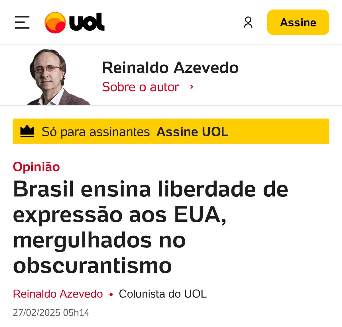 Reinaldo Azevedo é um traíra da pior espécie, sinto nojo deste ser asqueroso e suas mentiras.