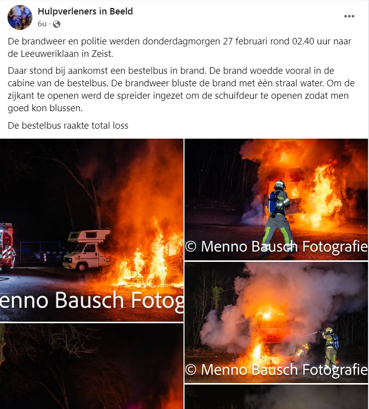 Autobrand in wijk Couwenhoven