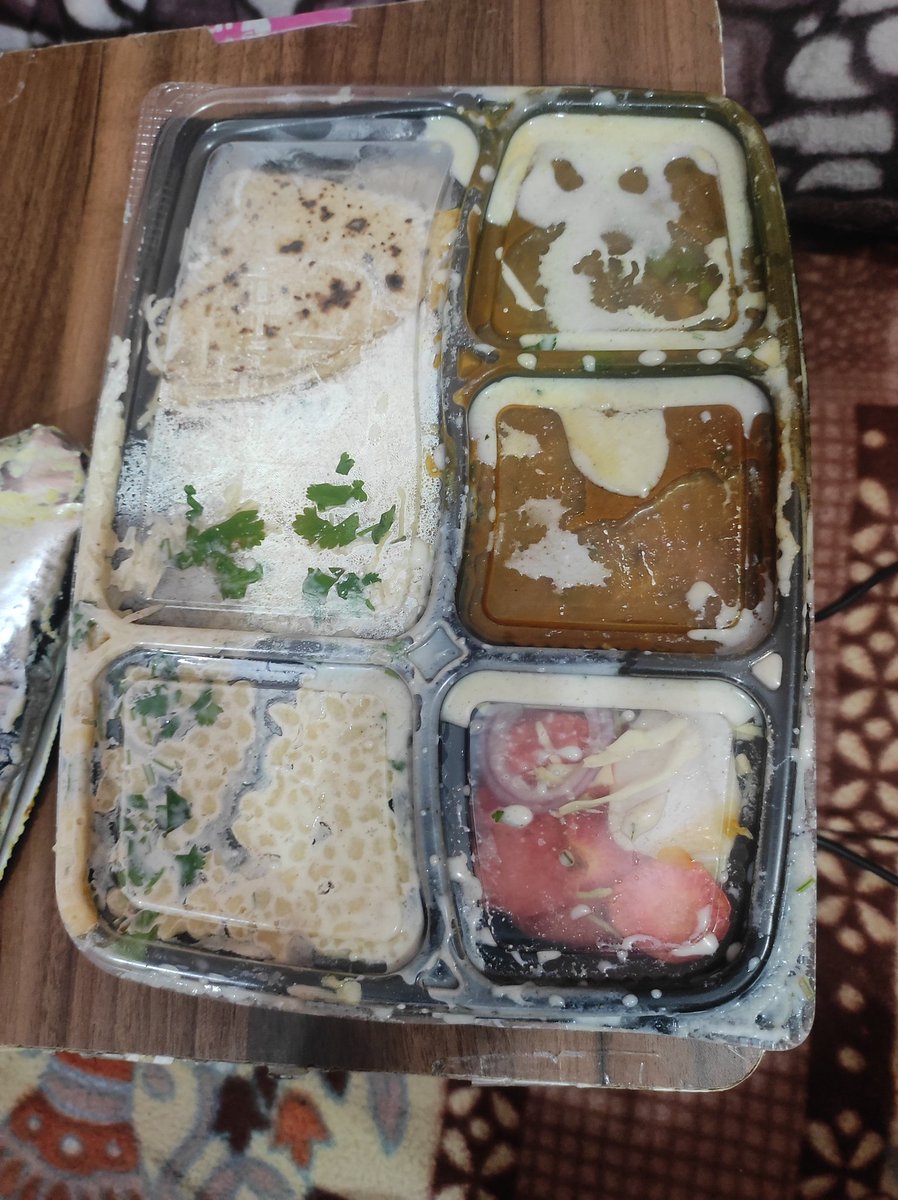MohanVe786's tweet photo. "Absolutely disgusted with Swiggy Ordered a thali, and what I got was a complete mess—everything mashed up into an inedible disaster. This is unacceptable! I demand a FULL REFUND immediately. Sort out your quality control #SwiggyFail  @SwiggyInstamart
My order ID-199634358651358 https://t.co/mt7mamd4nJ