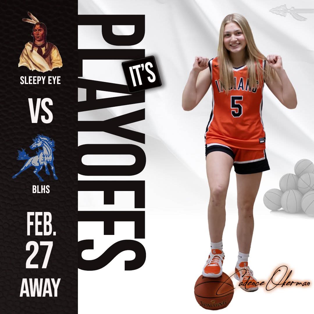 Section quarter finals!!  Indians travel to Sibley East Highschool in Arlington for matchup vs the BLHS Mustangs!!!

7:45 game
 
It's a ORANGE out tonight!!!!!  Let's fill the stands with orange!