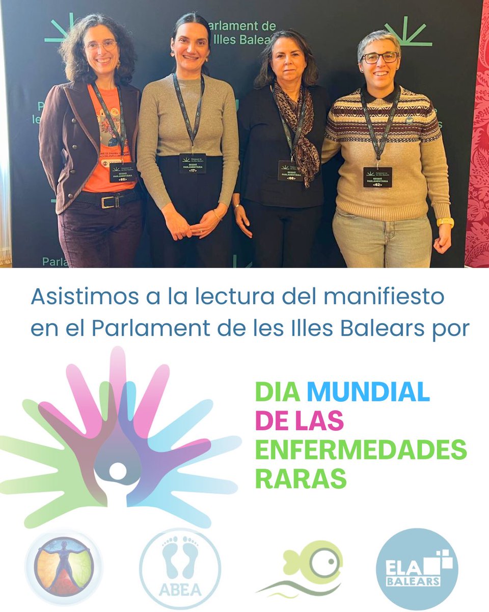 🗣️Manifiesto en el Parlament por el Día Mundial de las Enfermedades Raras

🏛️Esta semana estuvimos presentes en el Parlament de les Illes Balears, donde se leyó un manifiesto con motivo del Día Mundial de las Enfermedades Raras, que se conmemora el 28 de febrero. Un acto de⤵️