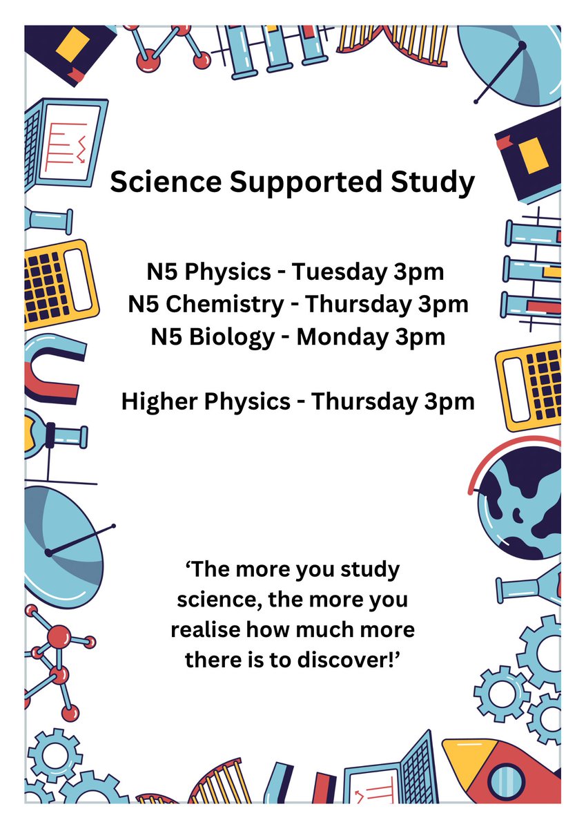 Remember we have Supported Study happening in the Science Department during the lead up to your exams! Ask your teacher for more information. We hope to see lots of you there!
#sqa #exams #revision #hyndlandscience
