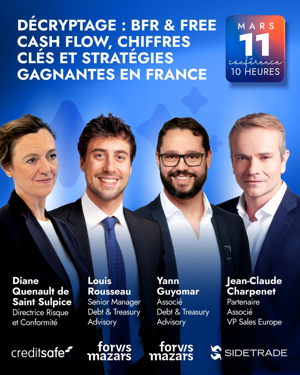 Votre trésorerie est-elle prête à affronter l'incertitude ? <a href="/Creditsafe/">Creditsafe</a> &amp; @Mazars partageront leurs stratégies, conseils et retours d’expérience le mardi 11 mars à 10H. Inscrivez-vous ici et gardez une longueur d’avance 👉 bit.ly/3EJw2NP #OrdertoCash