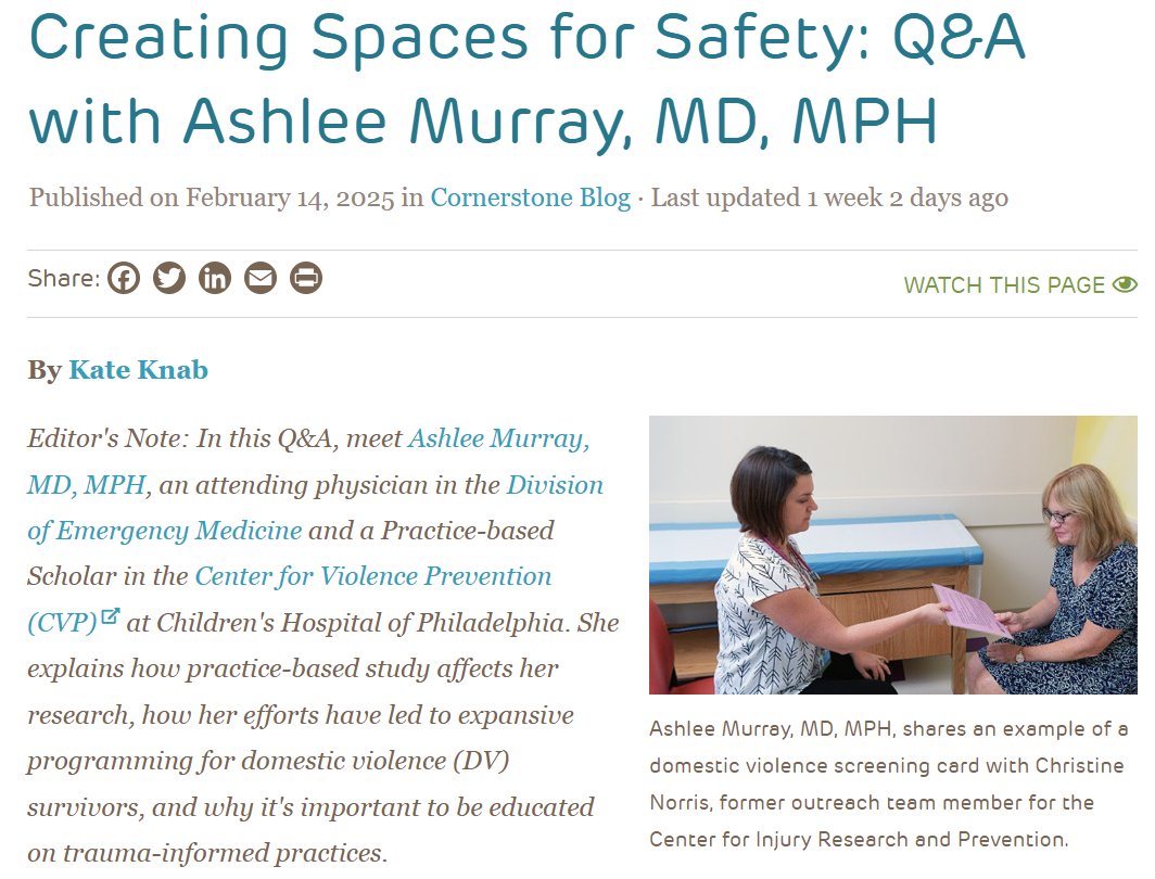 PEMatCHOP's tweet image. February is #TeenDatingViolence Awareness Month

In a recent Q&amp;amp;A, Dr. Ashlee Murray talks about “Creating Spaces for Safety” in the ED

research.chop.edu/cornerstone-bl…

#STOPIPV @CVPatCHOP #TDVAM