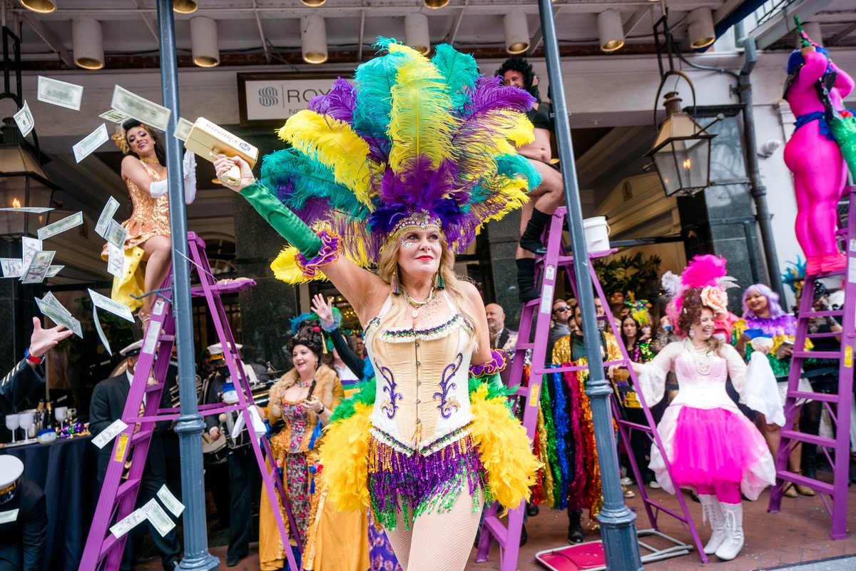 TOMORROW Morning we GREASE the Poles! 
The Royal Sonesta event starts at 10:00 am. with Hot HaSizzle, Chelsea Brasted GREASING A POLE,   the 610 Stompers, the Merry Antoinettes; Krewes of Zulu and NOMTOC, and Mardi Gras Indian Queen Cherise Robin Barnes. Also, Leroy Jones and the