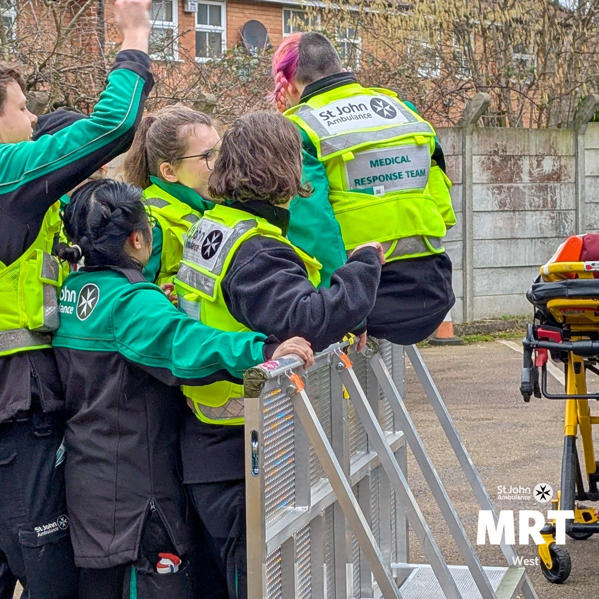 It's been a busy period for us in West MRT, selecting and recruiting our new team members. Here they are practicing crossing barriers in a crowd!