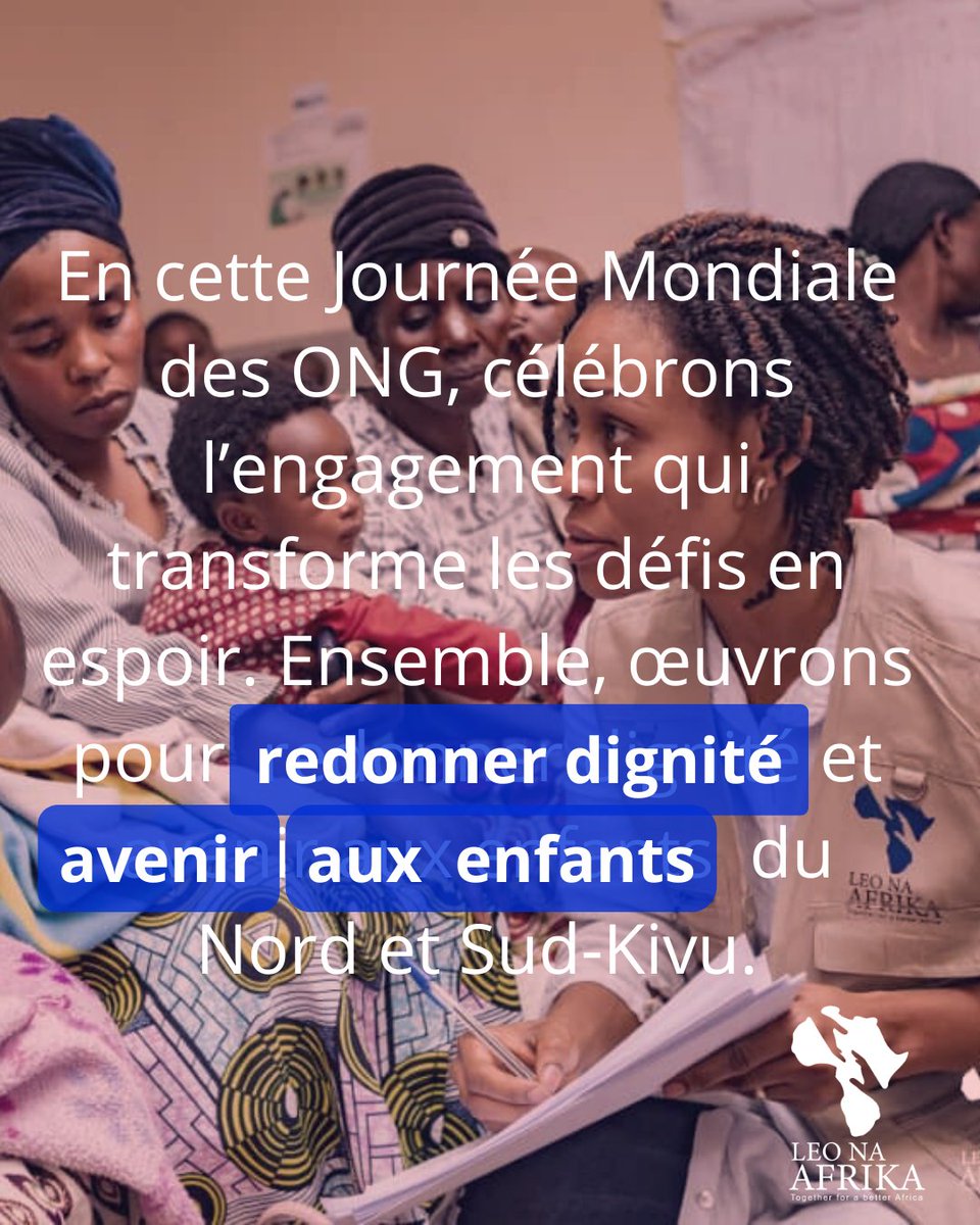 leo_afrika's tweet photo. En cette #JournéeMondialeDesONG, nous saluons l’engagement humanitaire, surtout celui de nos collègues, qui transforme les défis en espoir. Ensemble, pour redonner dignité et avenir aux enfants du #NordKivu et #SudKivu. #Solidarité #Humanitaire #Dignité https://t.co/4jRXGZ5Fd7