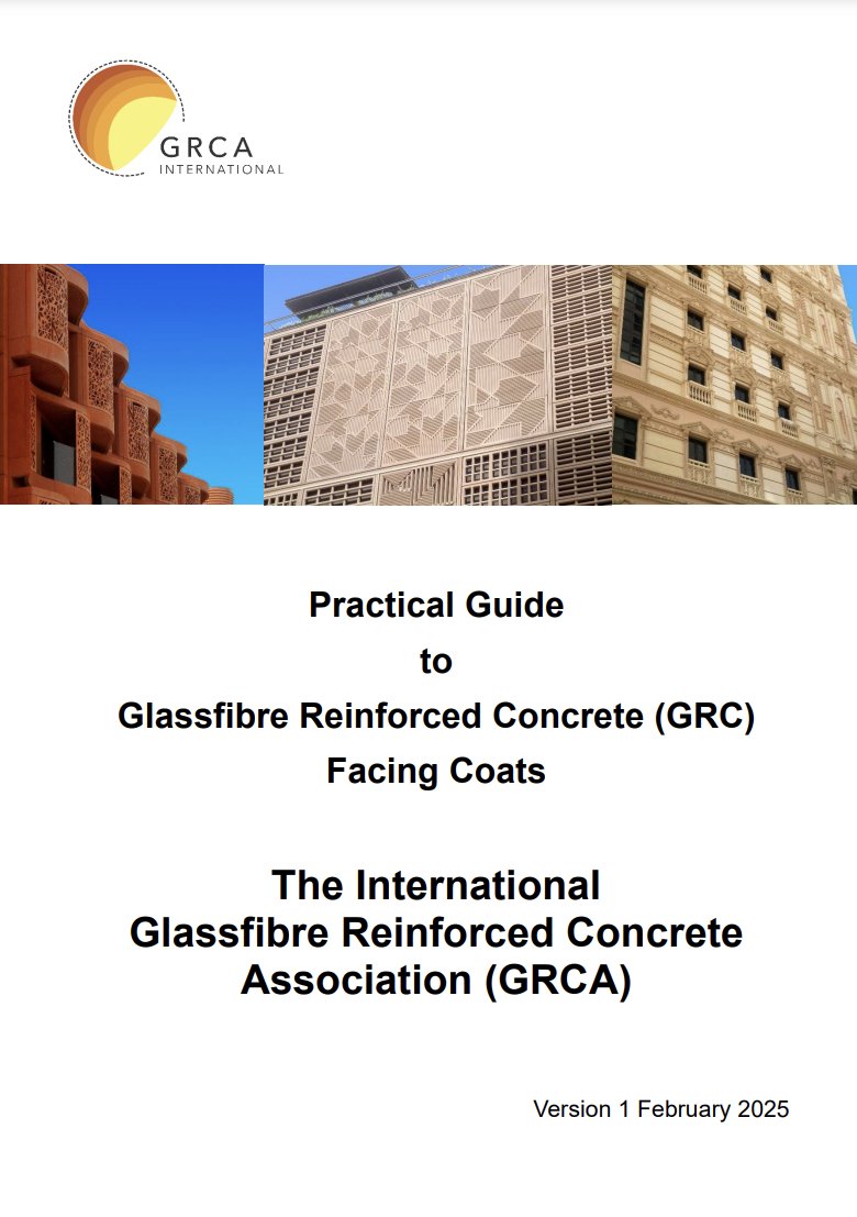 Our new practical guide to glass-fibre reinforced concrete is out now! Download from our website.  tinyurl.com/58vsxsxc

#GRC #GRCA #glassfibre