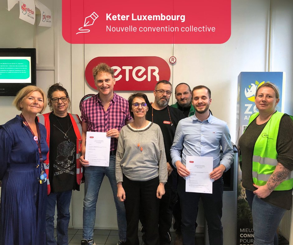 L’OGBL et le LCGB ont signé ✍️ avec la direction de Keter Luxembourg une nouvelle convention collective de travail pour les quelque 300 salariés de l'entreprise, apportant e.a. des augmentations de salaires.

▶️ Découvrez les améliorations négociées: tinyurl.com/zvr97drw