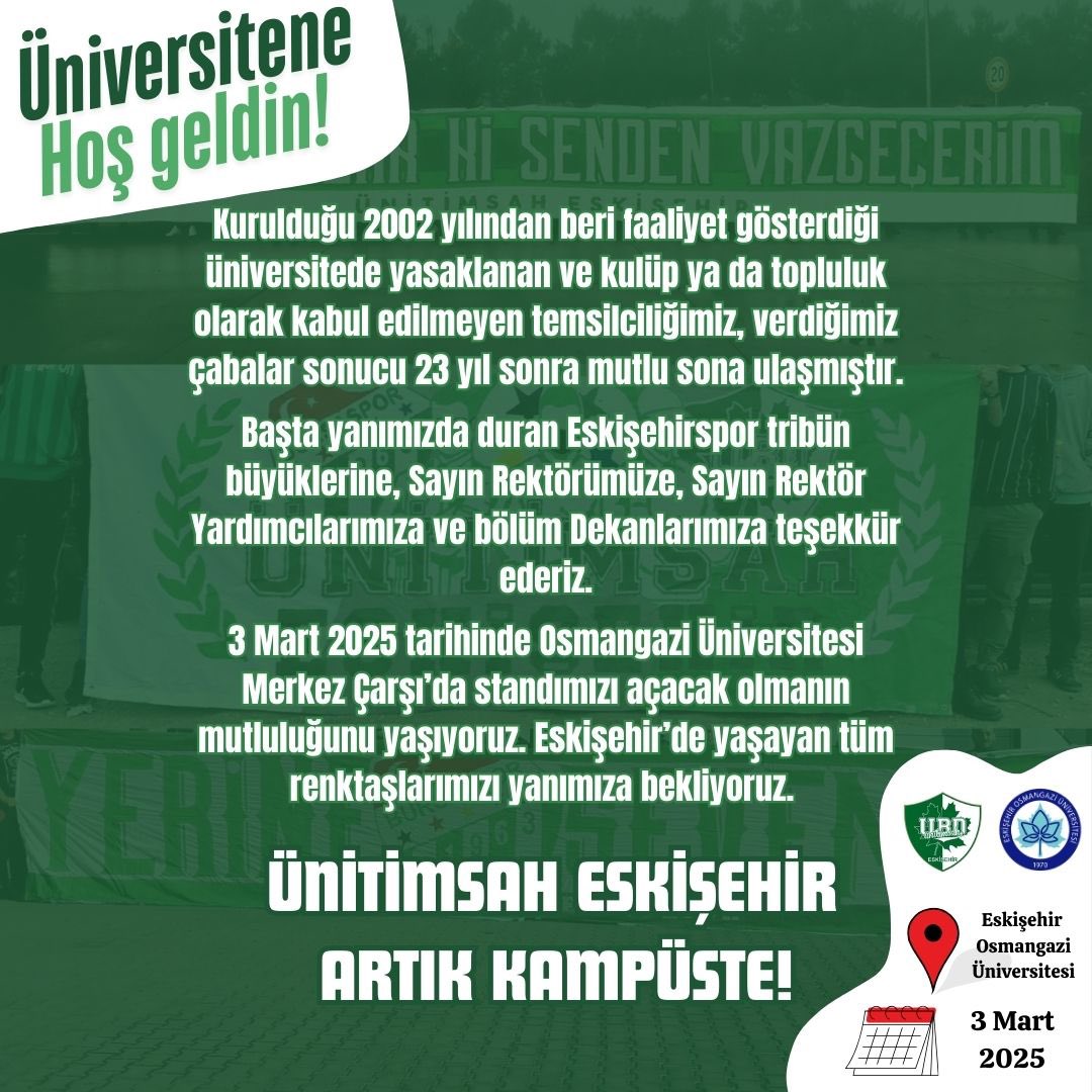 ÜNİTİMSAH ESKİŞEHİR ARTIK KAMPÜSTE