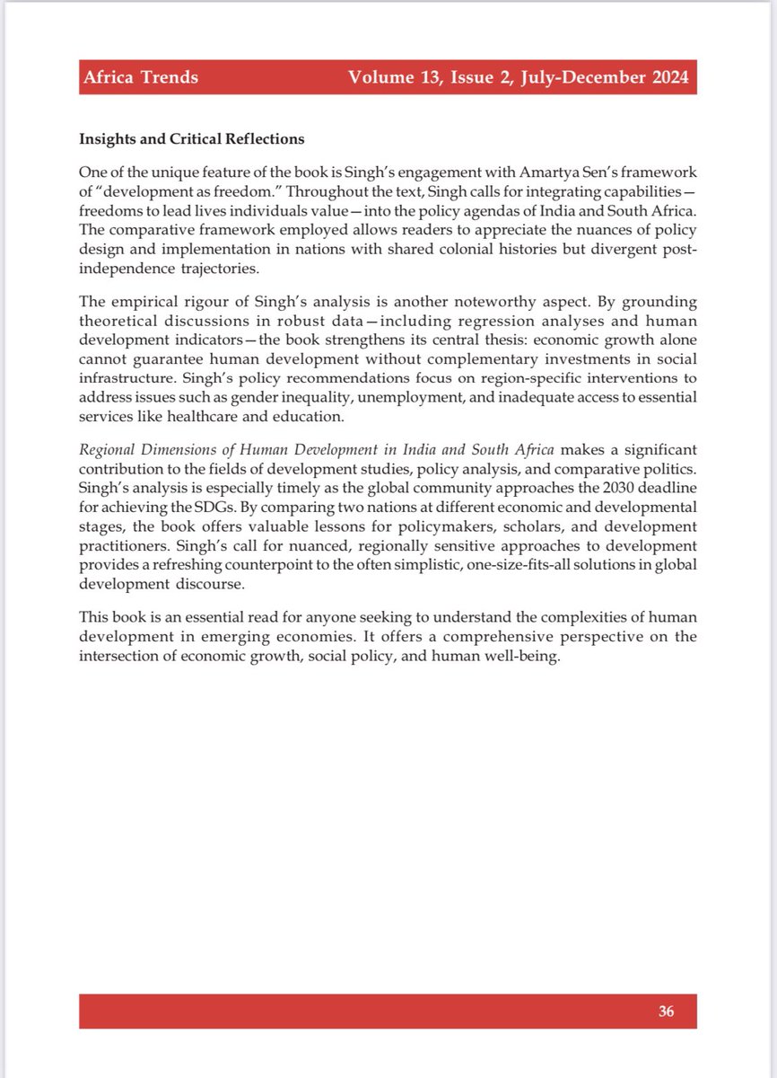 Dr. Utsav Kumar Singh (@utsavkumarsingh) on Twitter photo A lovely review of Regional Dimensions of Human Development in India and South Africa: Through Sustainable Development Goals <a href="/UN_SDG/">UN Sustainable Development Group 🇺🇳</a> by <a href="/DorjeeDinglow/">Dorjee Dinglow</a> out in Africa Trends 13(2) <a href="/IDSAIndia/">Manohar Parrikar IDSA, New Delhi</a> A lovely review of Regional Dimensions of Human Development in India and South Africa: Through Sustainable Development Goals <a href="/UN_SDG/">UN Sustainable Development Group 🇺🇳</a> by <a href="/DorjeeDinglow/">Dorjee Dinglow</a> out in Africa Trends 13(2) <a href="/IDSAIndia/">Manohar Parrikar IDSA, New Delhi</a>
