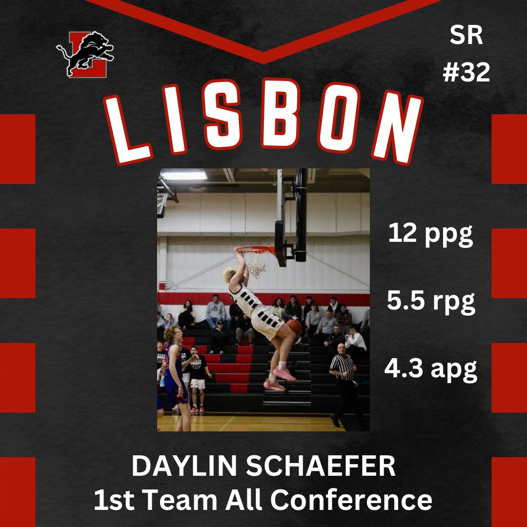 Congratulations to SR, Daylin Schaefer on his 1st Team All Conference selection!