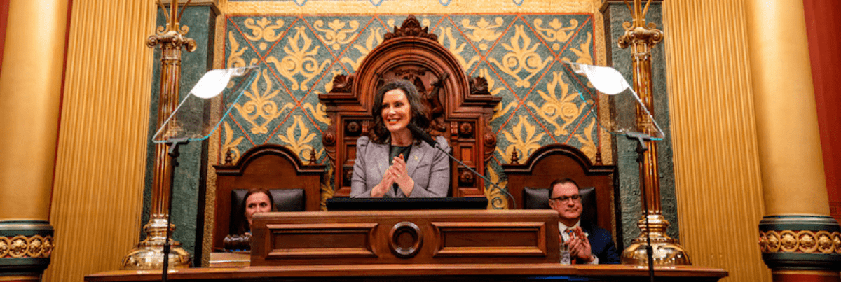DetroitChamber's tweet photo. .@govwhitmer delivered her seventh State of the State address on Feb. 26, where she introduced proposals to “lower costs, create jobs, and deliver results.” The Detroit Regional Chamber compiled the most relevant proposals and takeaways for the business community.

https://t.co/uyvJfvu31T