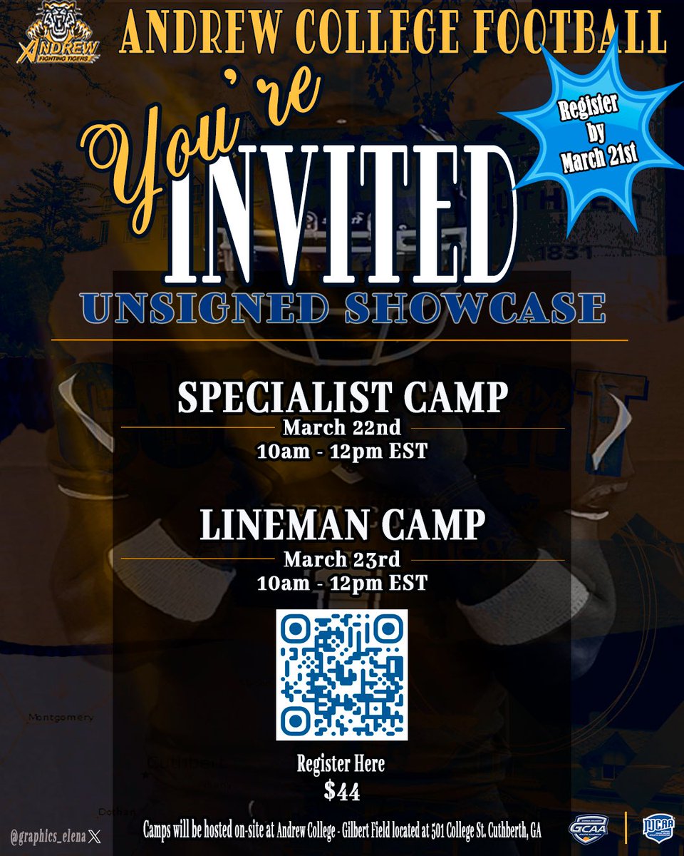 Still chasing that scholarship? Come compete at the Fighting Tigers Unsigned Showcase!

No offers? No problem. Show out at the Fighting Tigers Unsigned Showcase!

Overlooked? Hungry? Prove yourself at the Fighting Tigers Unsigned Showcase!”

Unsigned prospect it’s your time.