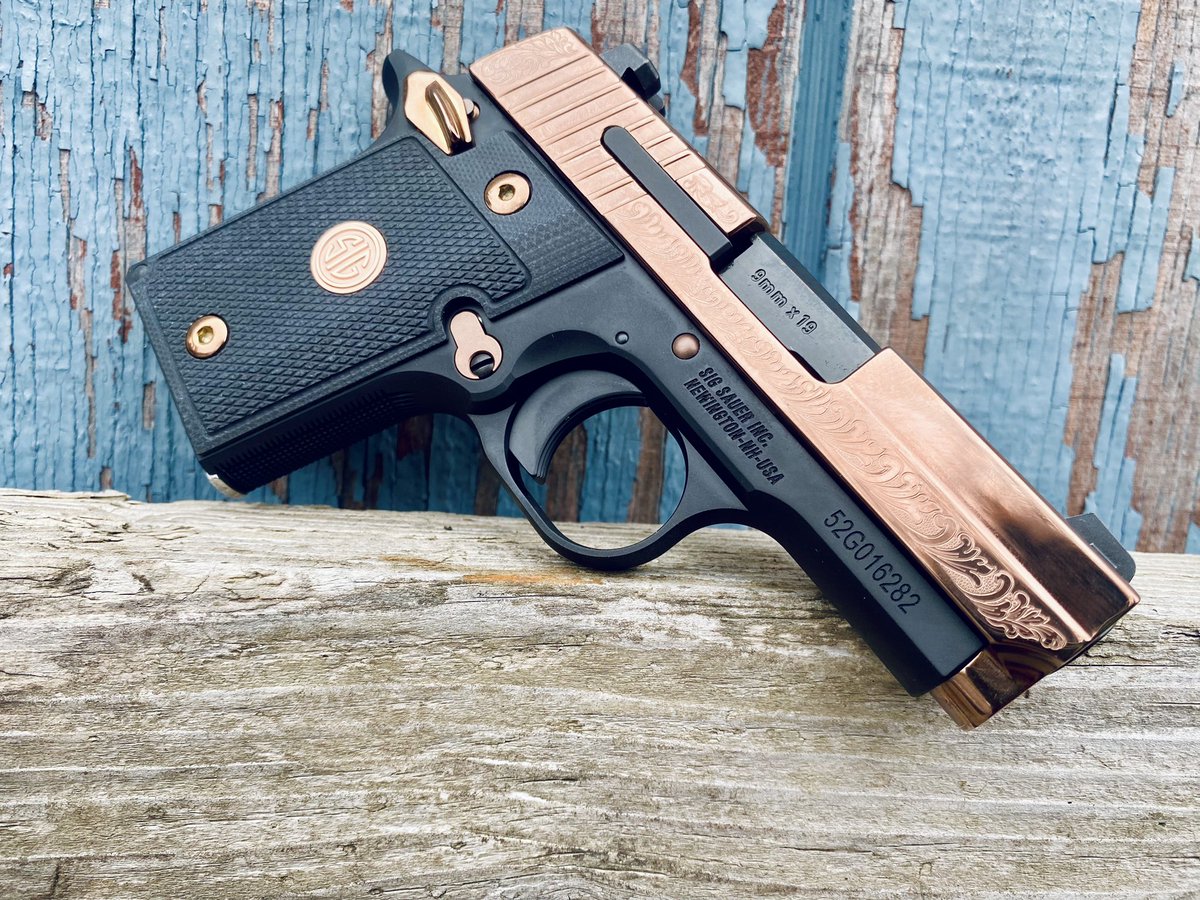 Sig Sauer P938 Engraved Rose Gold
🌹 9mm
🌹new 
🌹manual safety 

$775 cash price 3% more for card
