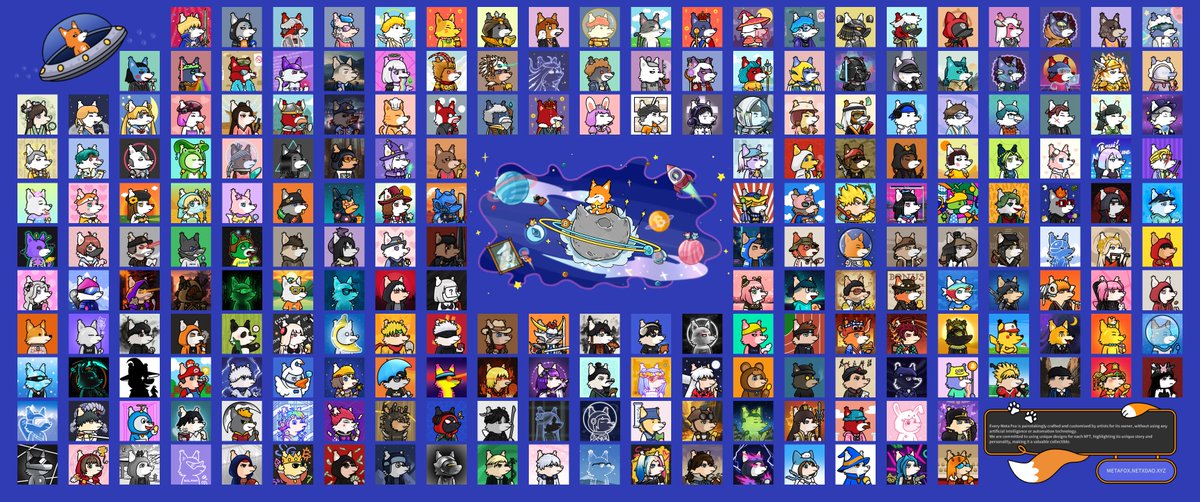222 只 #MetaFoxes 小狐狸已全部上链开图！opensea.io/collection/met…

感谢 Miya 的精心创作！

一家人就是要整整齐齐！

Miya 就是小狐狸最强画师！