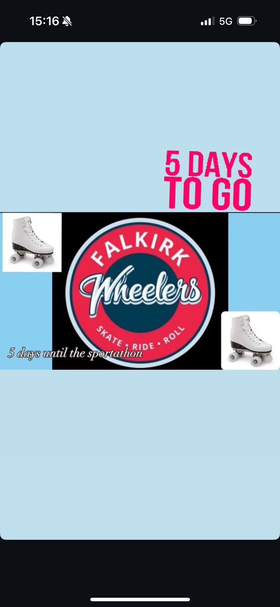 ‼️5 days to go until Sportathon‼️

Special shout out to <a href="/falkirkwheelers/">Ⓕⓐⓛⓚⓘⓡⓚ Ⓦⓗⓔⓔⓛⓔⓡⓢ</a> for supporting us with rollerskates for the day🛼