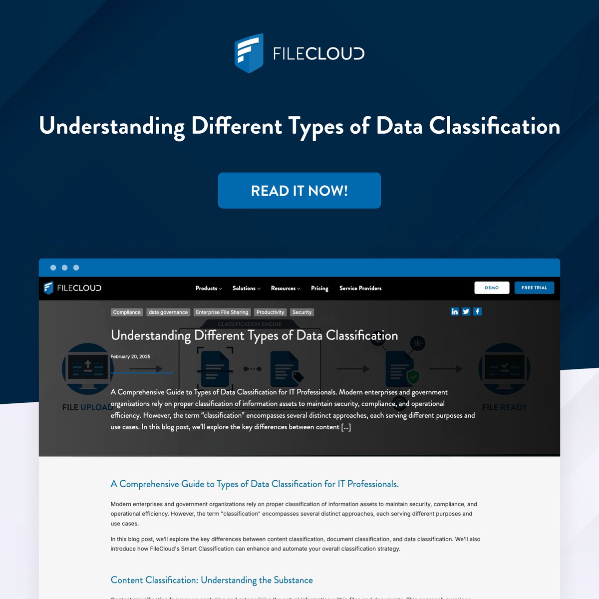 getfilecloud's tweet photo. #DataClassification isn’t one-size-fits-all—which type fits your organization best? Our latest blog breaks down Content, Document &amp; #DataClassification + how FileCloud’s #SmartClassification strengthens your strategy.

📖 Read more: https://t.co/dfkcryr3xB https://t.co/6v5FIBAAv0