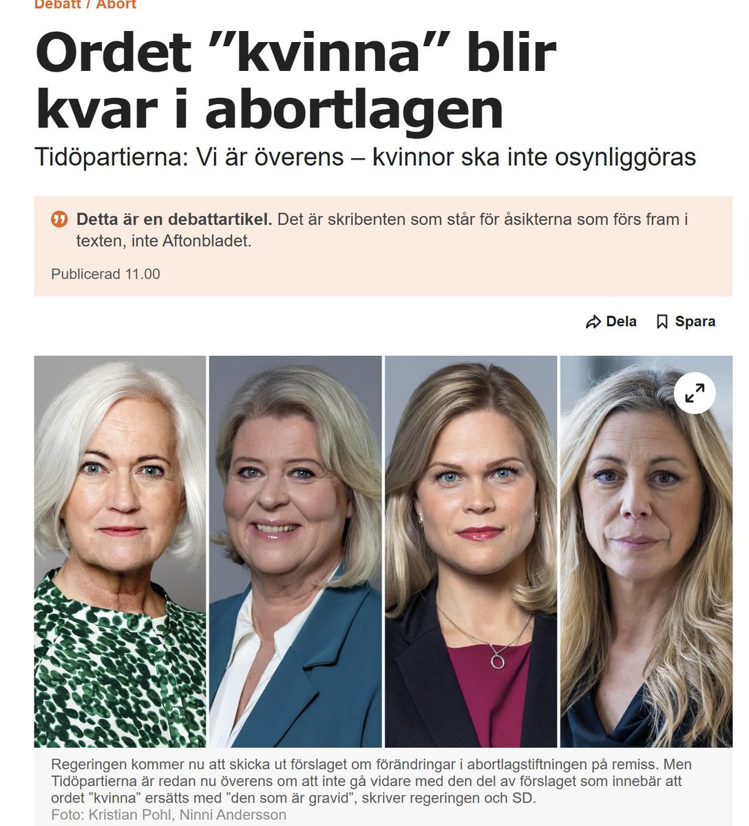 GurThomas's tweet image. Så fullständigt absurt att den här artikeln ens skall behöva skrivas.
(Och att utredningen kunnat föreslå något så urbota korkat.)
------------
"Utredningen föreslår dock vidare även förändringen av ett annat begrepp, nämligen att ordet ”kvinna” bör ersättas av ”den som är…
