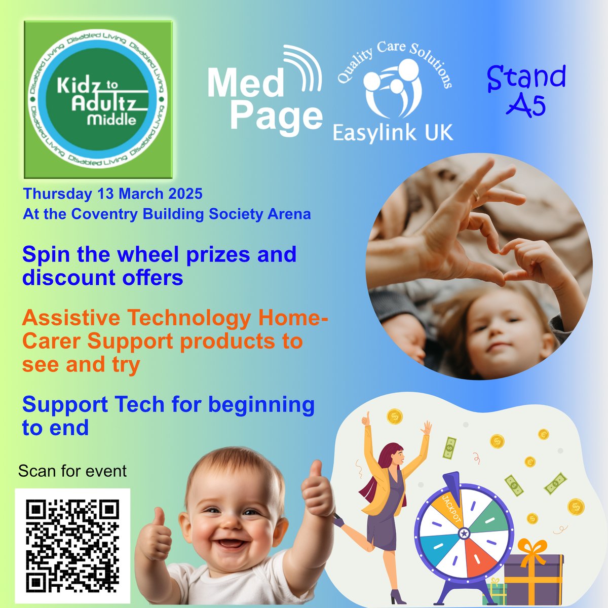 With only 2 weeks left to plan your visit to the #kidstoadultz show make sure to visit #Medpage on Stand A5. We have useful #assistivetechnoly on display and have a go on our spin-the-wheel to win prizes and discount offers #epilepsy #Autism #SEN #OT #inclusion4equality