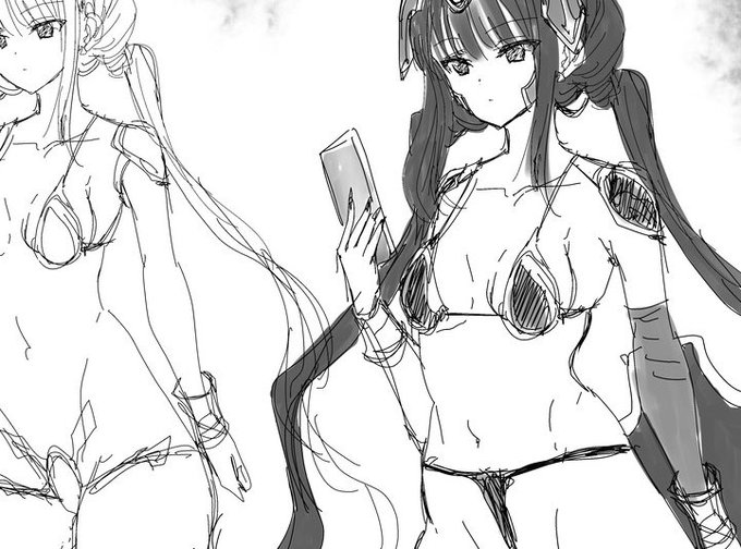 女神敗北情報!(*^-^*) 次の試合はチーム戦!?それにあわせて新たな選手達の登場。今回の情報では新たに『ビキニアーマーちゃん』の他、『"3人目"のエルフ』が、登場?キャラデザやプチ設定情報を公開。 