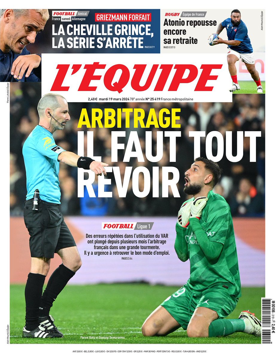 FandeLOM93100's tweet photo. "Bah alors @lequipe? Quand ça concerne le QSG, l’arbitrage est en crise, mais quand c’est @OM_Officiel, vous sortez la sulfateuse et la diffamation ? Bizarre tout ça… M. Longoria aurait-il raison ? On commence à se poser des questions… @G_Savoureux93 #TeamOM https://t.co/SfxUWuGoVt