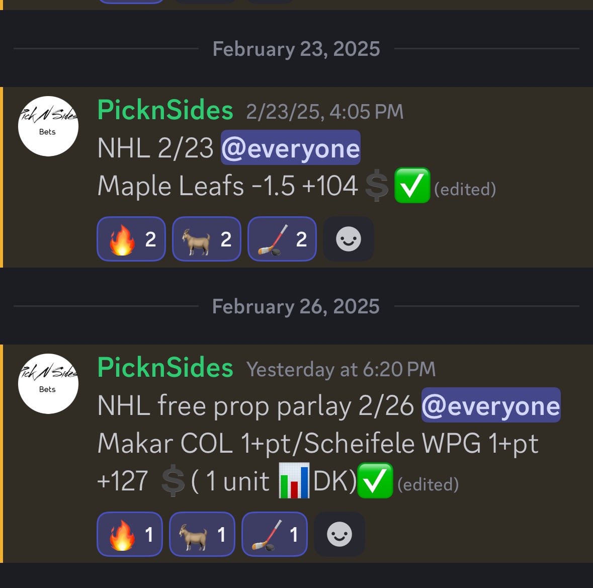 PicknSides (@picknsides) on Twitter photo NHL is back in full swing and we are right back to winning for <a href="/_GreenLightCrew/">GreenLightCrew ππ΄</a> ViP and freeplays
4-2 last 3 days π°
2-0 on freeplays π€π€π€
#freepicks #freebets #NHL #gambling #betting NHL is back in full swing and we are right back to winning for <a href="/_GreenLightCrew/">GreenLightCrew ππ΄</a> ViP and freeplays
4-2 last 3 days π°
2-0 on freeplays π€π€π€
#freepicks #freebets #NHL #gambling #betting