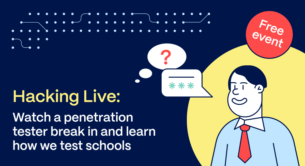 secureschoolsuk's tweet photo. 🆓 Live hacking event

���� Join our Senior Penetration Tester, Daniel Binns as he demonstrates how he breaks into schools when he's testing them.*

✔️ If you are interested in penetration testing for your school or wondering what vulnerabilities he finds, this event is for you.

📅 March 12th
🕢 2:30 pm to 3:30 pm GMT
➡️ Click here to sign up: https://t.co/aQo3hGI8DR

*Danny with use a testing environment and no real schools will be hacked!

#cybersecurity #schoolcyber #secureschools #hacking #pentest #penetrationtesting