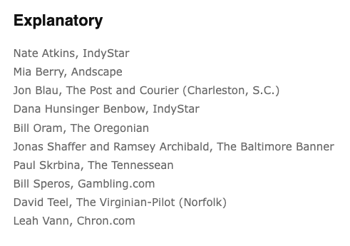 Leah Vann (@lvann_sports) on Twitter photo Honored & humbled to place in <a href="/APSE_sportmedia/">APSE</a>'s Top 10 in Category B Explanatory writing for my story on youth pitching. Not possible without <a href="/thedoctorcarson/">Dan Carson</a> who worked very closely with me on edits, as well as <a href="/SarahDPearce/">Sarah Pearce</a>'s work on the graphic. My second national award!!! Honored & humbled to place in <a href="/APSE_sportmedia/">APSE</a>'s Top 10 in Category B Explanatory writing for my story on youth pitching. Not possible without <a href="/thedoctorcarson/">Dan Carson</a> who worked very closely with me on edits, as well as <a href="/SarahDPearce/">Sarah Pearce</a>'s work on the graphic. My second national award!!!