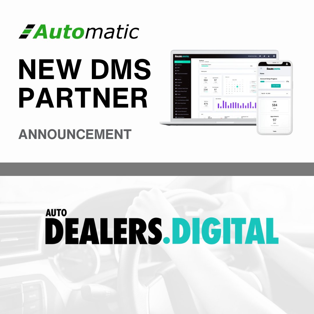 AutomaticUSA's tweet image. We&apos;re thrilled to announce our latest DMS Integration with Auto Dealers Digital! 

Now, dealerships using Auto Dealers Digital can seamlessly submit applications to Automatic with the press of a button—directly from their dashboard.

#Automatic #DMSIntegration #AutoDealersDigital