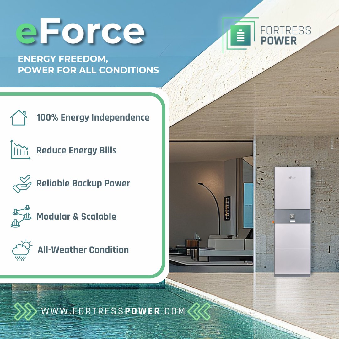 Fortress Power (@fortress_power) on Twitter photo Fortress Power eForce: Your Complete Home Energy System
👉Learn more about the eForce ESS Solution today! Visit fortresspower.com or email us at sales@fortresspower.com
#FortressPower #eForce #EnergyIndependence #UninterruptedPower #EnergyEfficiency Fortress Power eForce: Your Complete Home Energy System
👉Learn more about the eForce ESS Solution today! Visit fortresspower.com or email us at sales@fortresspower.com
#FortressPower #eForce #EnergyIndependence #UninterruptedPower #EnergyEfficiency