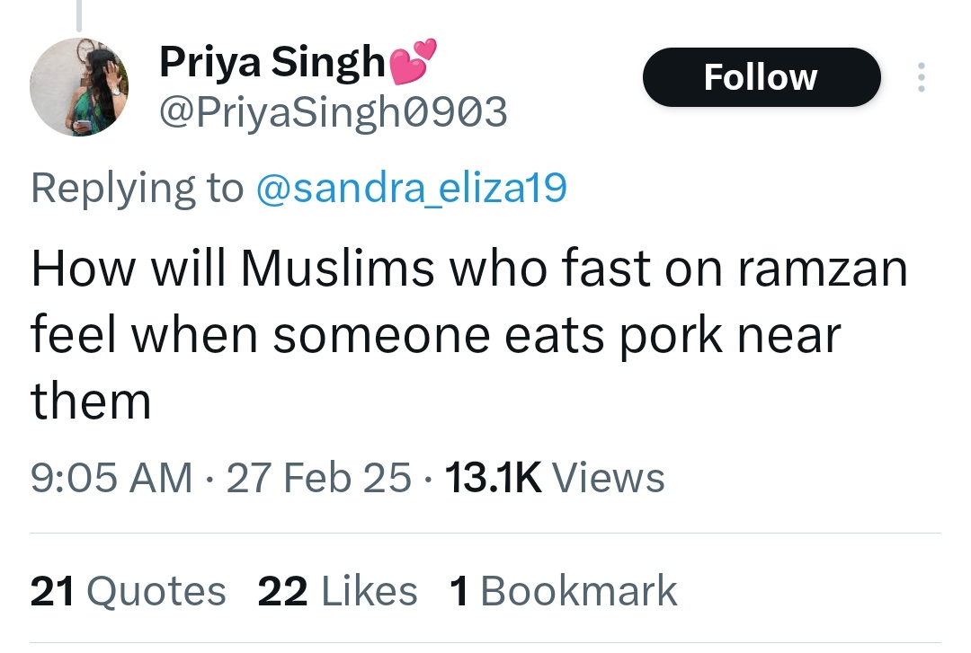 darab_farooqui's tweet photo. Muslims don't give a flying duck if you eat pork. 

However, some of you do look like cannibals while consuming pork. https://t.co/XkkTQd3PQC