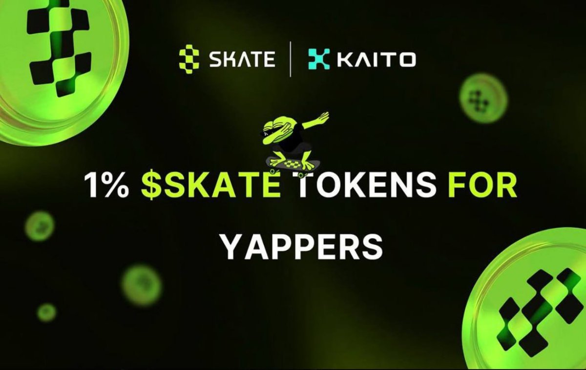 Good day, yappers 👋

𝐇𝐞𝐫𝐞'𝐬 𝐭𝐡𝐞 𝐠𝐨𝐥𝐝𝐞𝐧 𝐩𝐥𝐚𝐲𝐛𝐨𝐨𝐤 𝐭𝐨 @Skate_chain

Skate Chain is dropping 1% of its $SKATE token to Kaito yappers. 

Everything you should know and position accordingly;

•  🛹 𝐖𝐡𝐚𝐭 𝐢𝐬 𝐒𝐤𝐚𝐭𝐞 𝐂𝐡𝐚𝐢𝐧? 

Skate is a next-gen