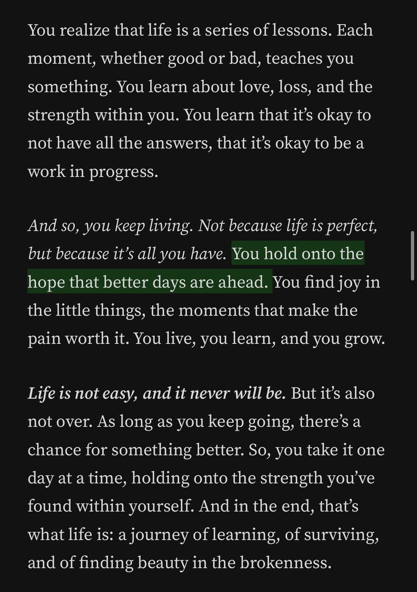 elisabetguwanto's tweet image. yang lagi ngerasa capek dan gatau harus ngapain lagi, coba baca ini deh!

"as long as you keep going, there's a chance of something better."

🥹🥹🥹