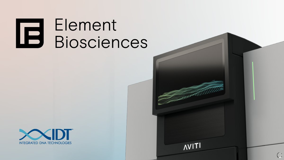 idtdna's tweet photo. We collaborate with Element Biosciences™ to pair our adapters, #NGSlibraryprep, and exome panel with the @ElemBio Trinity™ flow cell and reagents to launch an on-sequencer capture protocol for the Element AVITI™ sequencing system. 🤝
Learn more and order here: https://t.co/r2inlymNyM