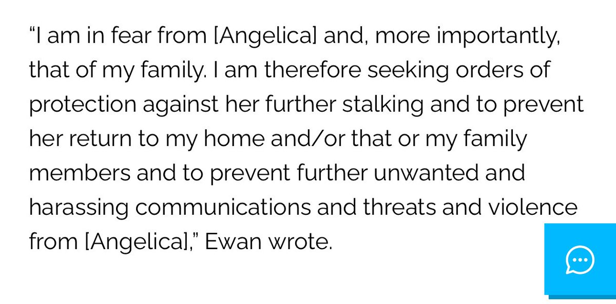 Update on the restraining order…Ewan officially got it! 

It’s so sick to see the details and Ewan’s words about how scared he was for himself and family…thank goodness everyone is ok