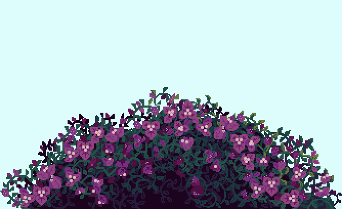 Started work on After School Afterlife again after a looooong hiatus. Been picking what kind of plants to draw based on local Singaporean fauna. 

Bougainvillea.

#pixelart #ドット絵 #indiedev