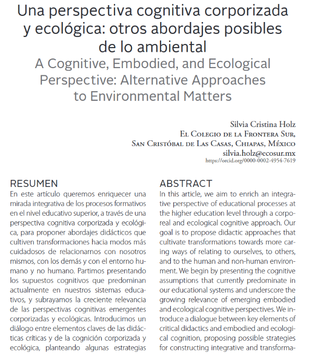 RevistaLatinoa1's tweet photo. 🌿Repensar la #educaciónambiental desde nuestros cuerpos y experiencias. Holz propone un revolucionario enfoque educativo en su artículo "Una perspectiva cognitiva corporizada y ecológica: otros abordajes posibles de lo ambiental". Léelo aquí: https://t.co/Dd3RMxLLLp 
#RLEE https://t.co/E2wmCdmlg6