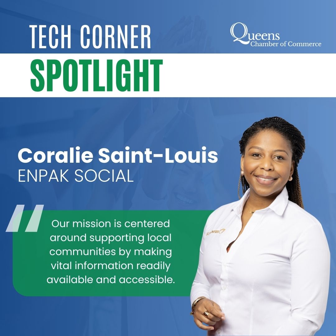 QueensChamber's tweet image. 🌟This February #QueensTechCorner features Coralie Saint-Louis, the founder of @EnpakSocial, an app that aims to increase civic engagement by offering a personalized experience for its users with curated news, events, and announcements. To learn more: queenstechcouncil.com/blog
