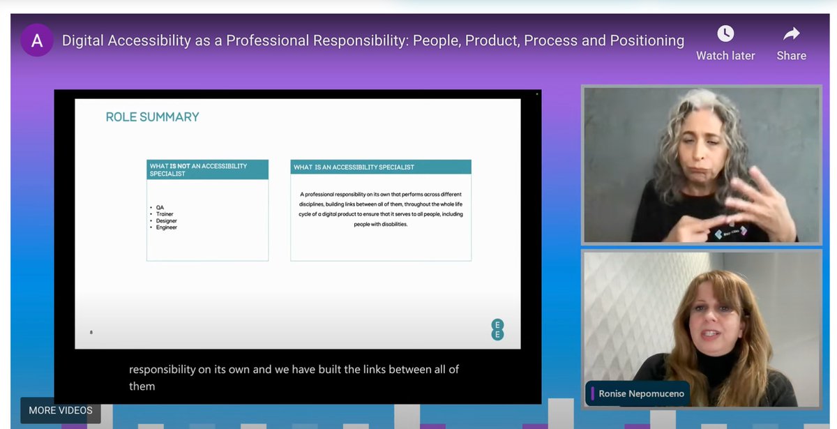 dequesystems's tweet image. “An a11y specialist is not a trainer, not a designer, not an engineer. We work with all the different disciplines, &amp;amp; we build the links between all of them throughout the whole lifecycle... to make sure it serves all people” -  Ronise Nepomuceno deque.com/axe-con/sessio… #axecon