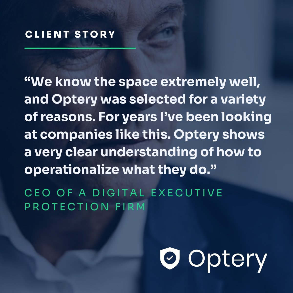 optery's tweet image. The CEO of a growing digital executive protection firm uses Optery’s API to protect his high-profile clients from being tracked, profiled, and targeted. 

#ExecutiveProtection #HighProfile #ceo #Optery #Cybersecurity #DataPrivacy