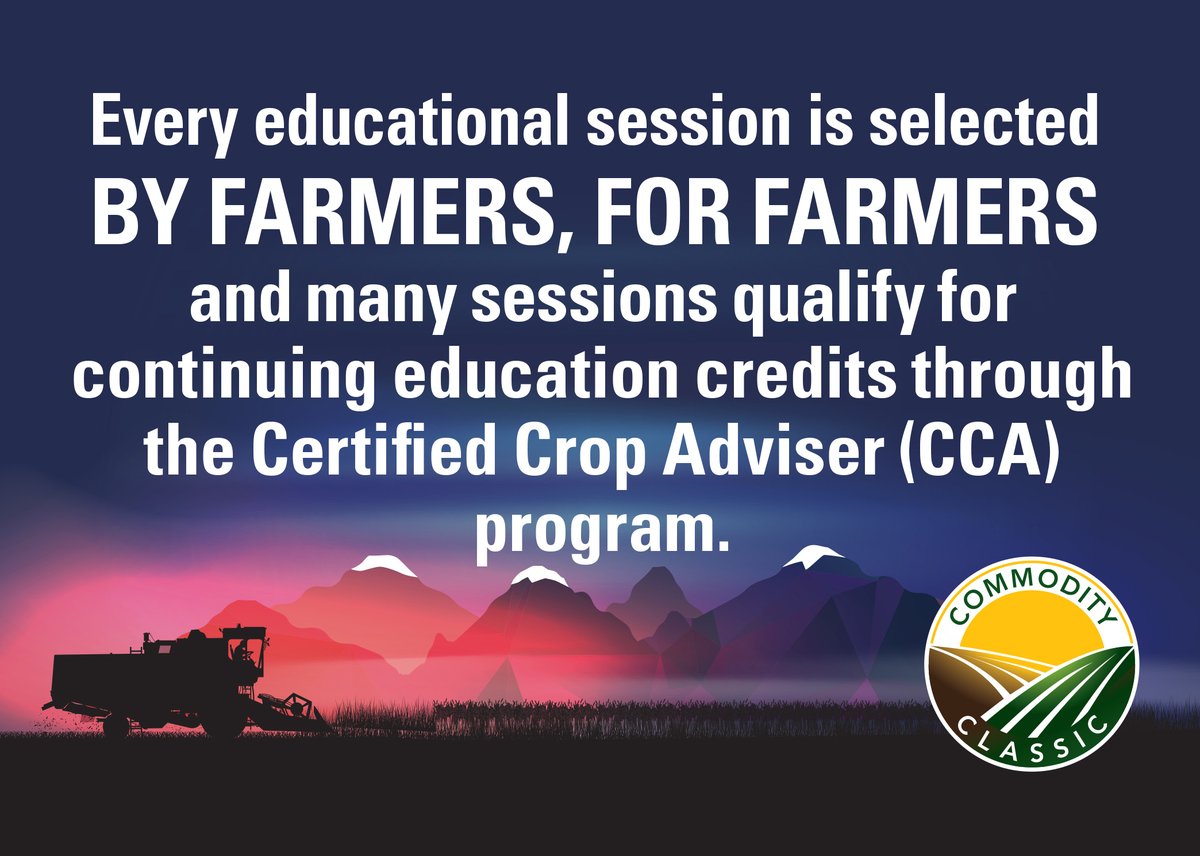 DID YOU KNOW: <a href="/ComClassic/">Commodity Classic</a> has over 30 educational sessions &amp; many sessions qualify for continuing education credits.

Best of all: all sessions are selected by farmers, for farmers, so you can elevate excellence on your own operation.

See you soon in Denver for #Classic25!