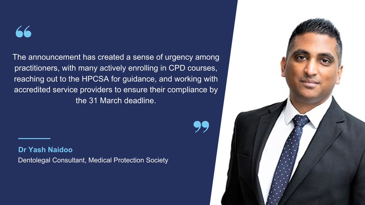 What will the HPCSA's new crackdown on CPD mean for healthcare professionals? <a href="/YashNaidoo/">Dr Yash Naidoo</a> provides an overview in <a href="/MedicalBriefZA/">Juta MedicalBrief</a> and details how to become compliant with CPD requirements:

medicalbrief.co.za/hpcsa-cracks-d…