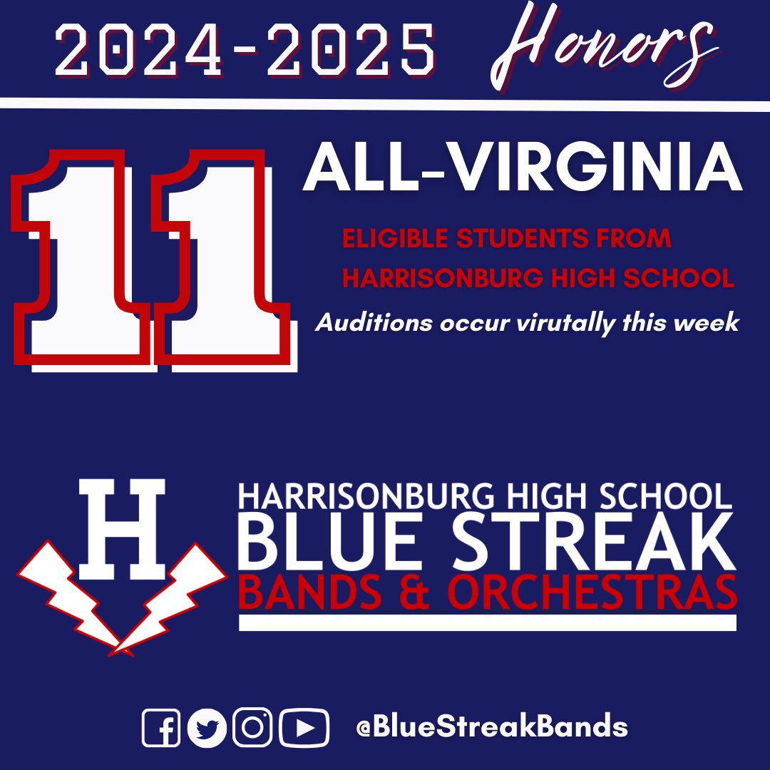 Congrats to our 11 <a href="/HarrisonburgHS/">Harrisonburg HS</a> students submitting All Va auditions this week!