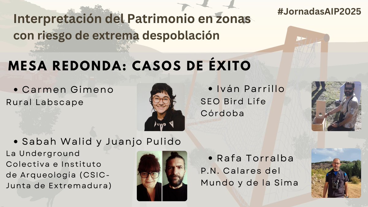 Una de las mesas redondas que se celebrarán durante las #JornadasAIP2025 en #Alcaraz servirá para conocer casos de éxito relacionados con el tema del encuentro: #interpretación del #patrimonio en zonas con riesgo de extrema #despoblación. Será el 13-03