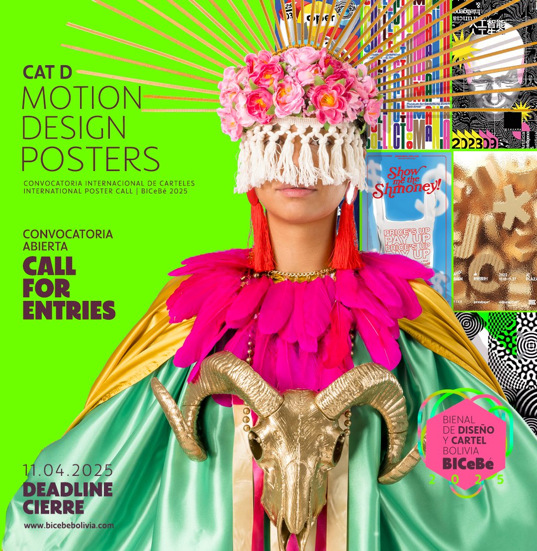 CONVOCATORIA INTERNACIONAL DE CARTELES
INTERNATIONAL POSTER CALL BICeBé 2025
Categoría E Cartel en Diseño en Movimiento | Category E Motion Design Poster
📍Info: linktr.ee/bicebebolivia
📍Cierre/Deadline: 11/Abr/2025
.
#bicebe2025 #vivalabicebe #bicebeepicentrocreativo